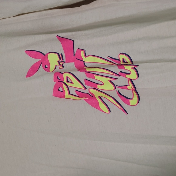 Playboy By Pacsun PB Surf Club Neon 80s Style Front Back Tee Tshirt Mens Size M - Picture 8 of 10